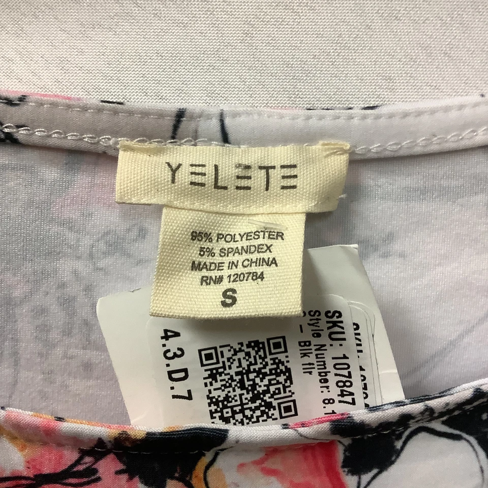 Yelete женщин Shift платье многоцветный цветочный короткие рукава круглый вырез размер маленький - Изображение 3 из 4