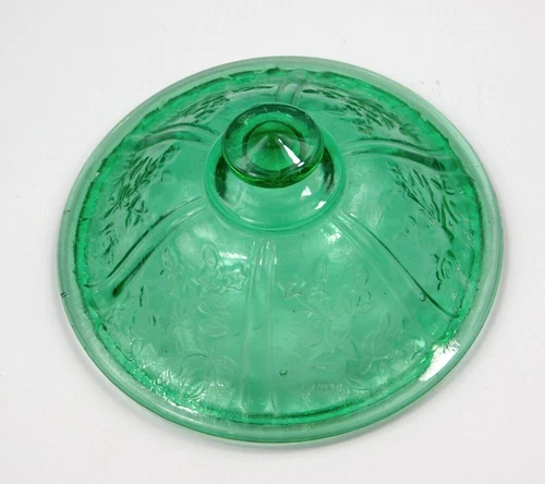 Vintage Federal Green Sharon Cabbage Rose 4.25" Sugar Replacement LID ONLY