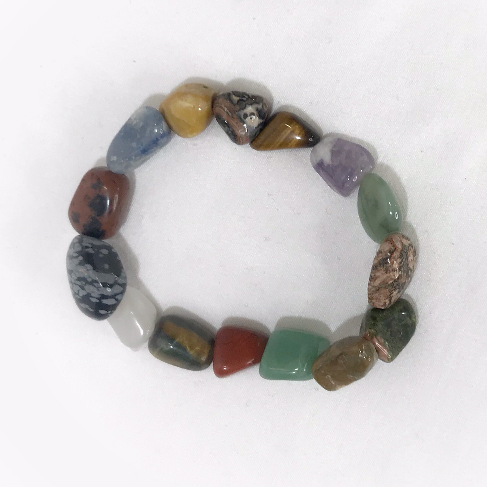 Tumbled Multicolor Multi Gemstone Stretch Bracele… - image 2