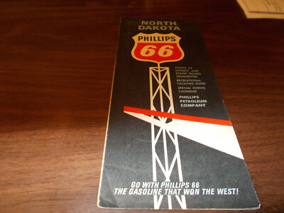 1966 Phillips 66 North Dakota Vintage Road Map