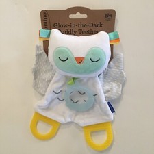 NEW Teether Toy Glow in the Dark Ring Cuddly Owl Baby Toy  Infantino