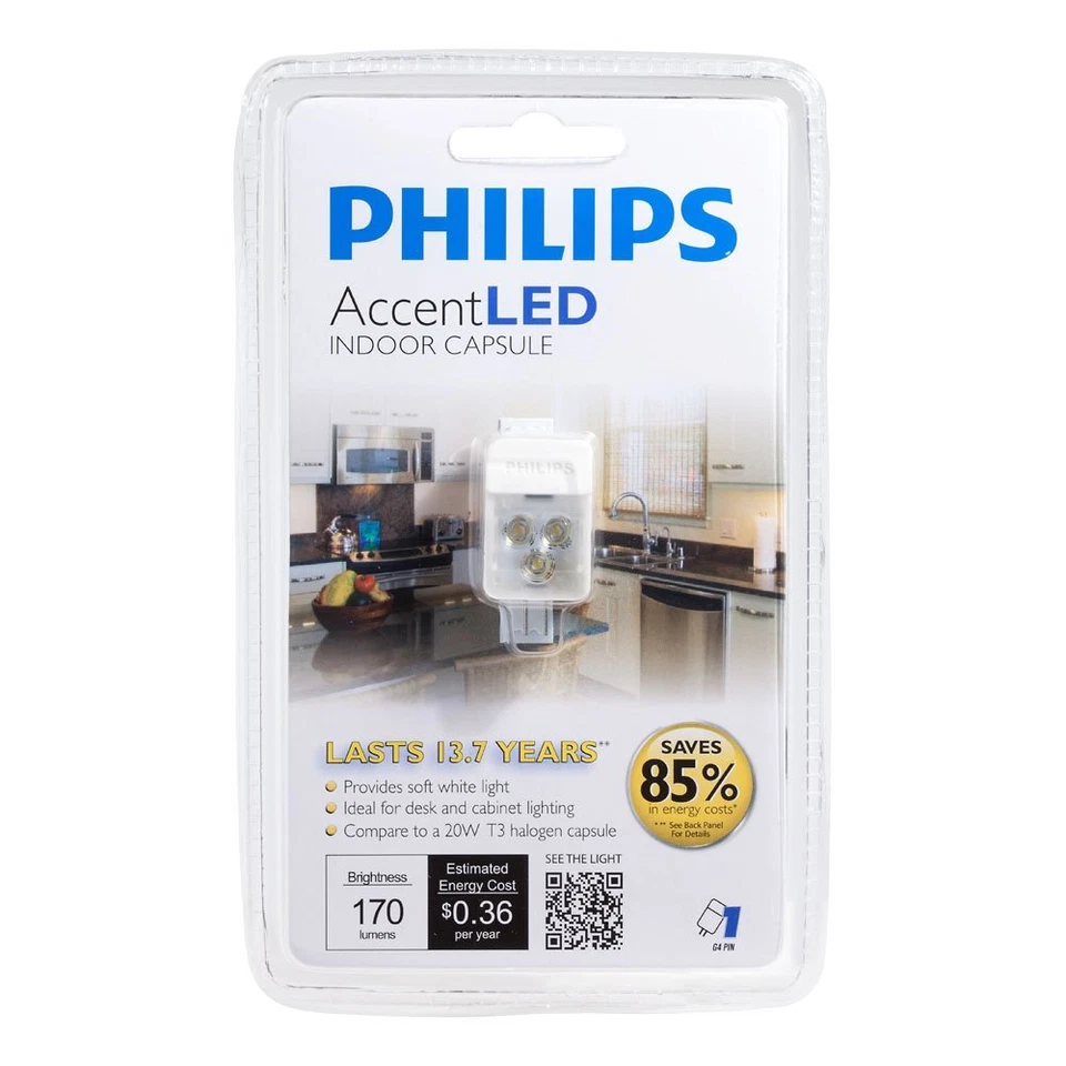 Philips 418392 AccentLED 3-Watt T3 Desk and Cabinet G4 Base 12-Volt Light Bulb - Image 2 of 4