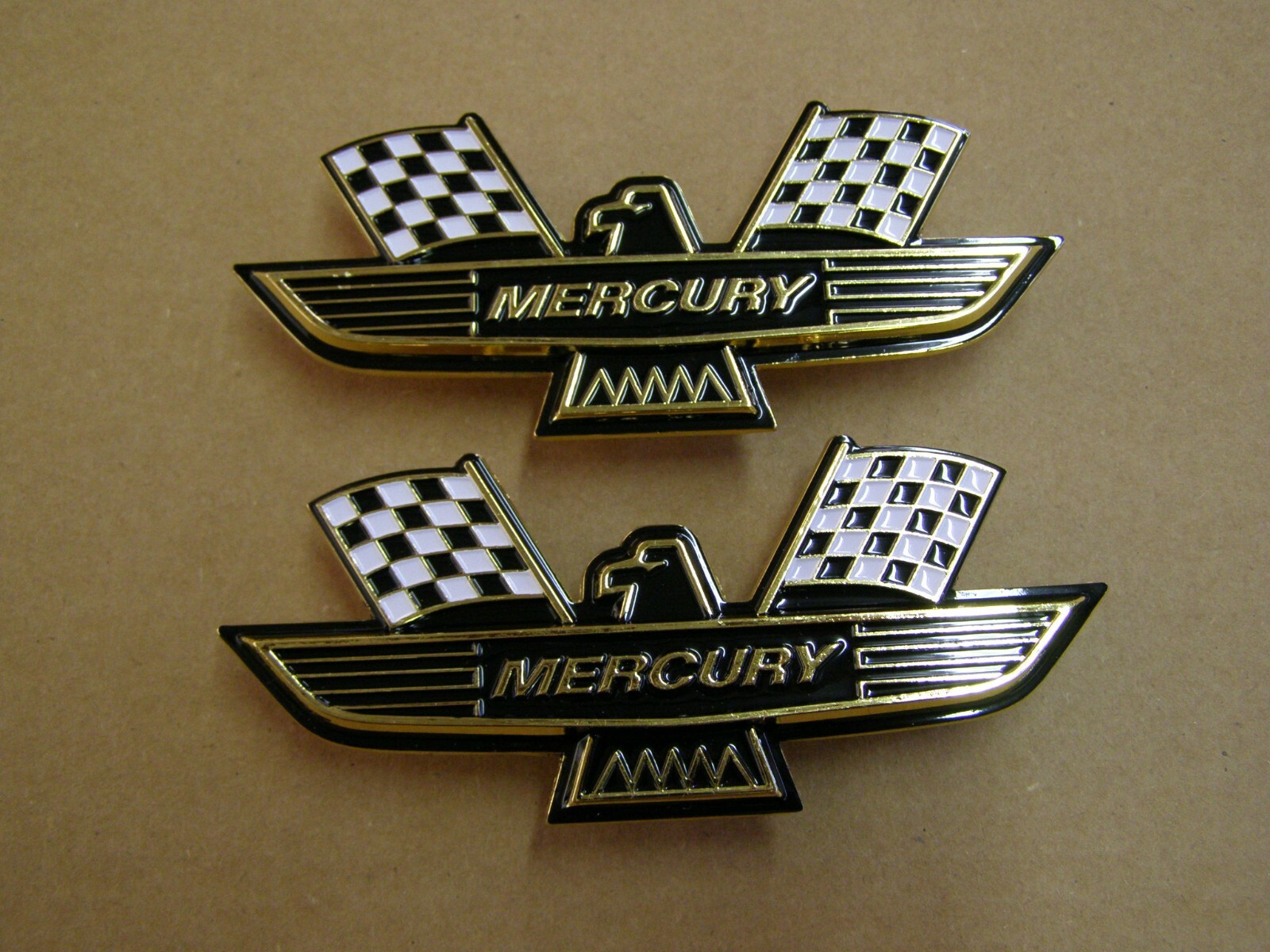Ford Mercury Crossed Flag Fender Emblems Gld Cougar Comet Cyclone 1963