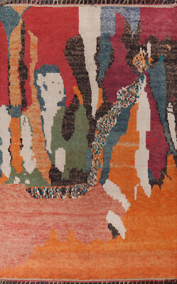 Abstract Modern Artistic Moroccan Berber Area Rug Hand-knotted Plush Wool 9x13