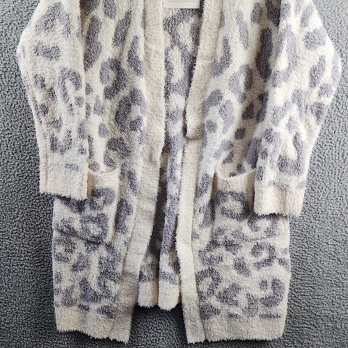 White Mark Plus Size Leopard Print Open Front Sherpa Cardigan Women's 2XL/3XL - Picture 4 of 14