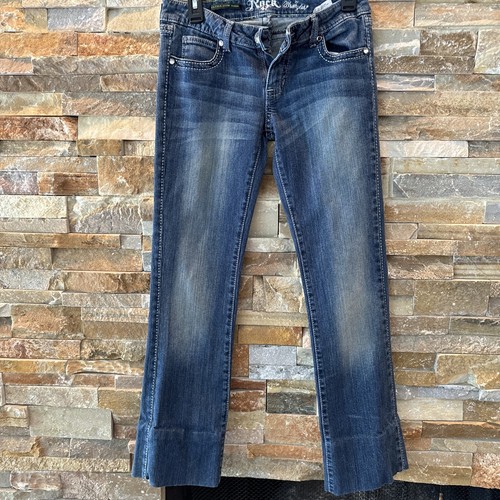 Rock 47 By Wrangler Ultra Low Rise Jeans Dark Blue Wash Thick Stitch 0x34 - Picture 10 of 10