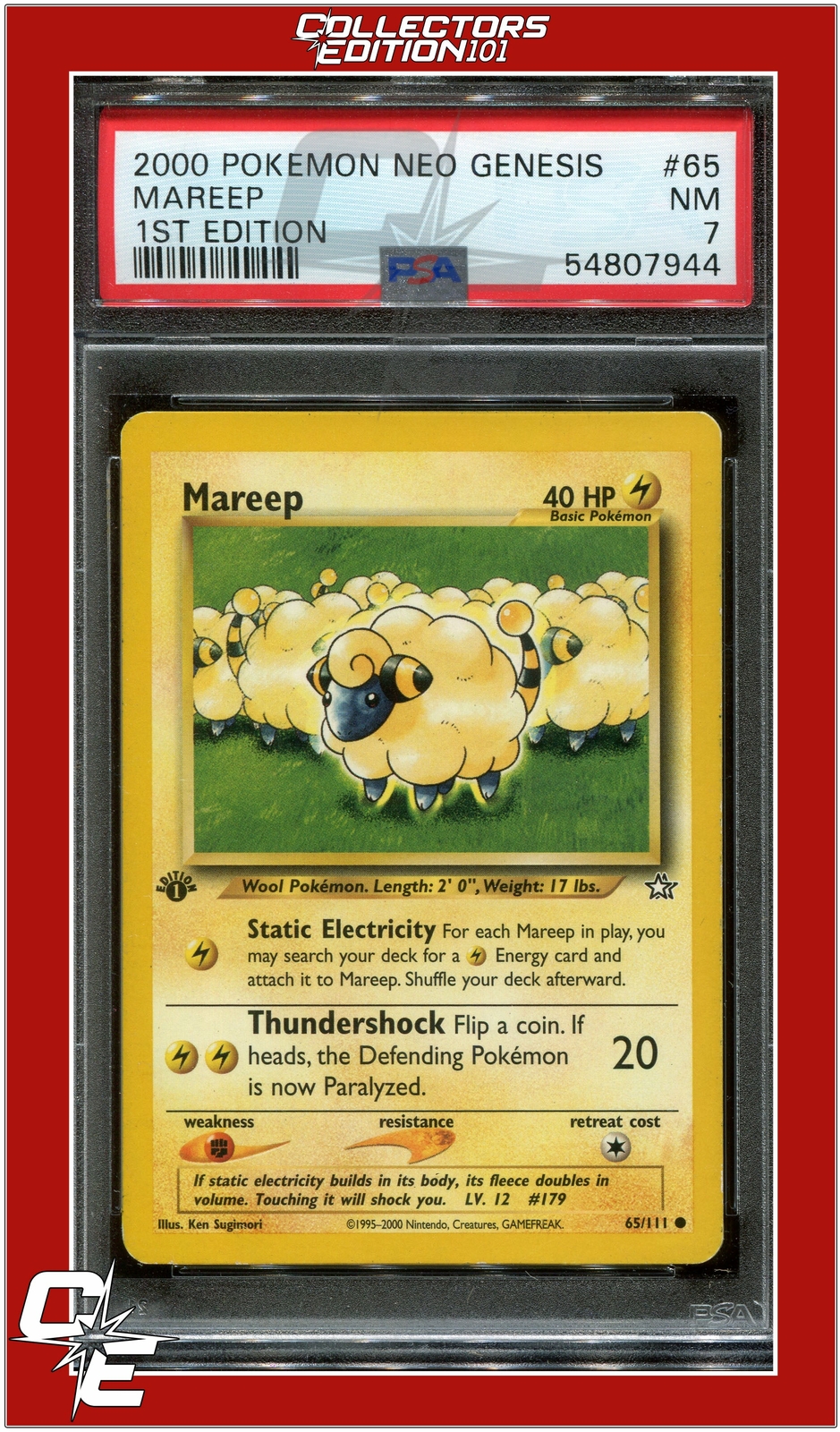 Neo Genesis 65 Mareep 1st Edition PSA 7