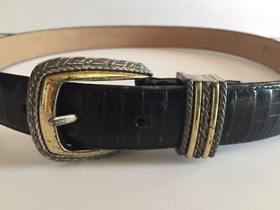 Vintage Brighton Belt Black Leather Silver and Gold Hardware Vintage Women main image 4
