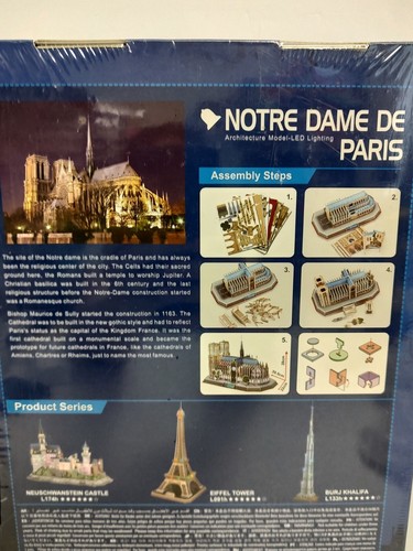 CubicFun 3D Puzzle LED Light Notre Dame de Paris 149 pcs Sealed - Picture 7 of 8