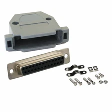 DB25 D-SUB 25-Pin Female Solder Cup Serial RS232 Connector + Plastic Hood Shell