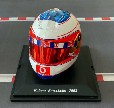 NEW 1:5 Casco Helmet F1 RUBENS BARRICHELLO 2003 FERRARI SPARK