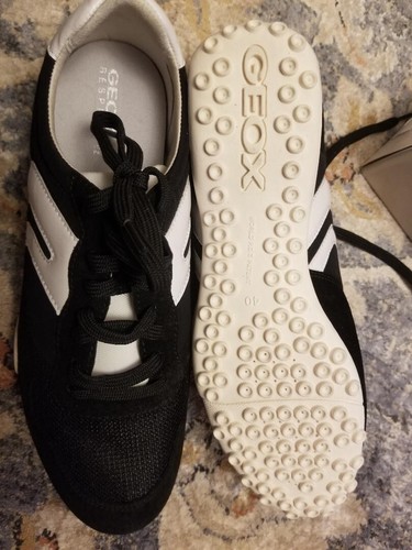 New in Box Geox Sneakers Leather Bk/W EUR 40 US 10 - Picture 12 of 16