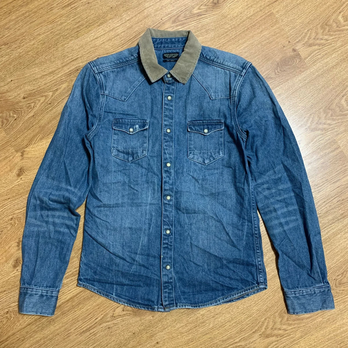 All saints mens denim shirt sales