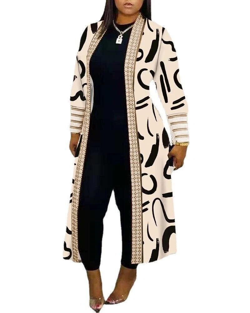 Fashion Printed Long Sleeve Splicing Coat Women eBay
