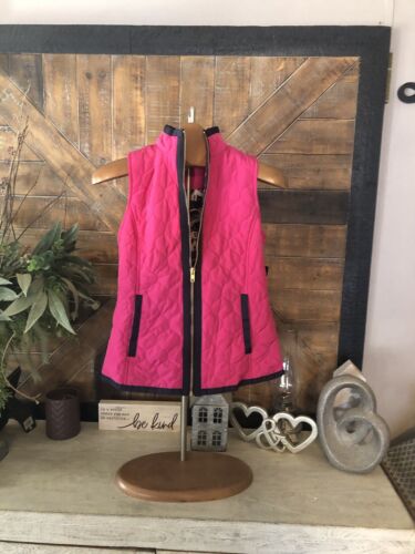 Crown & Ivy Women's Puffer Vest Size XS Fuchsia Elephant Print Lining