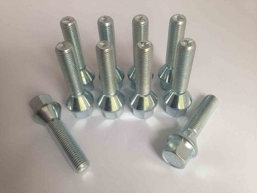 M12 x 1.5, 60mm extended thread, tapered seat alloy wheel bolts. Set of 10