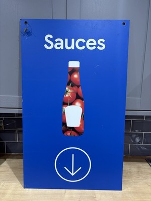Original TESCO ''SAUCEN'' Ex Store Display Reklame Schild Tafel 95x57cm