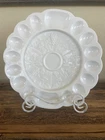 VINTAGE WESTMORELAND MILK GLASS DEVILED EGG PLATE PANELED GRAPE 13"