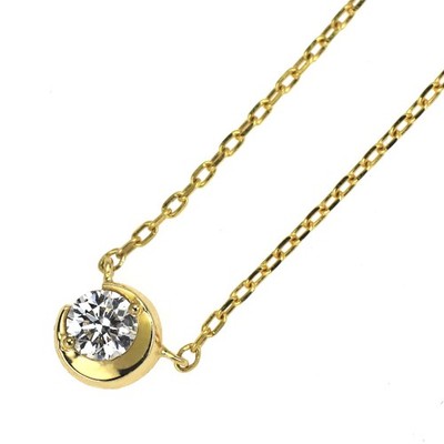 Star Jewelry K18YG Diamond Pendant Necklace 0.06ct Moon Setting - Auth free ship