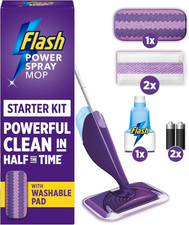 Flash Power Spray Mop Floor Cleaner Starter Kit 1 Washable + 2, Disposable Pads