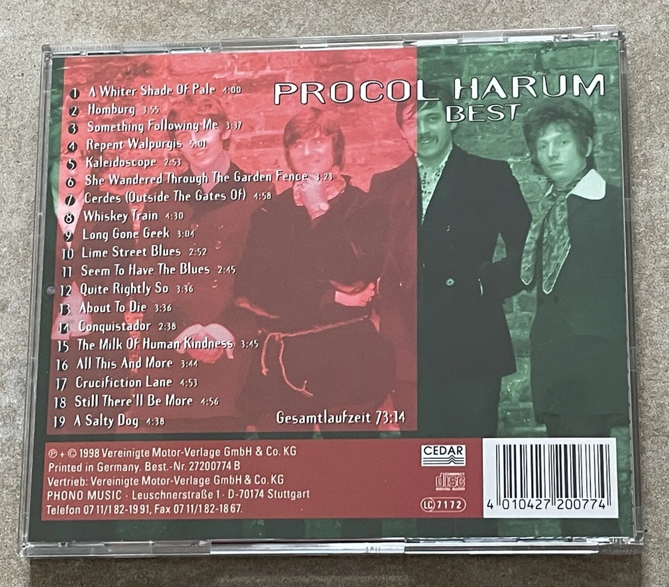 ZOUNDS - PROCOL HARUM BEST / HOMBURG - Digitally Remastered Originals - Bild 2 von 3