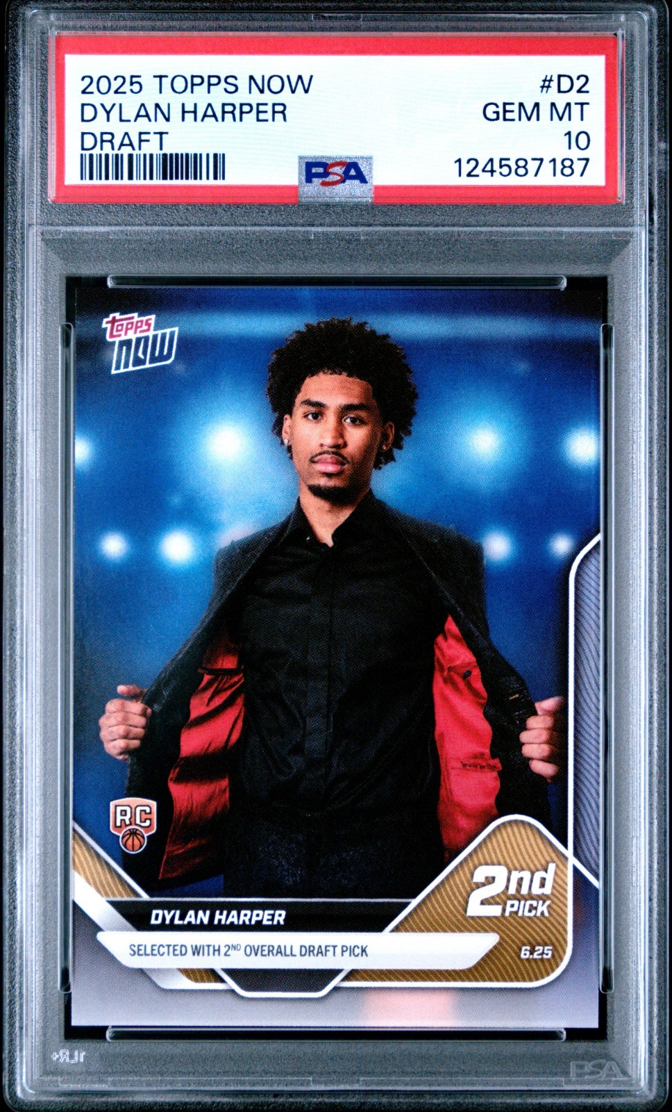 2025 Topps Now Dylan Harper #D2 RC Draft #2 Pick PSA 10
