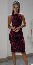 Dolce & Gabbana Leopard Print Ruched Purple Silk Bodycon Italy Dress IT38