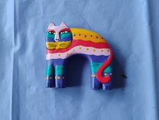 Wood Painted Cat Collectable Decor Piece Good Condition