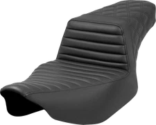 SADDLEMEN Step-Up Fits Seat - Front Tuck-n'-Roll/Rear Lattice Stitch - Black -