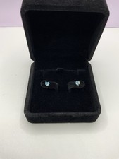 14kt Gold Set Of Earrings With Blue Topaz Heart Shaped Stones Pierced