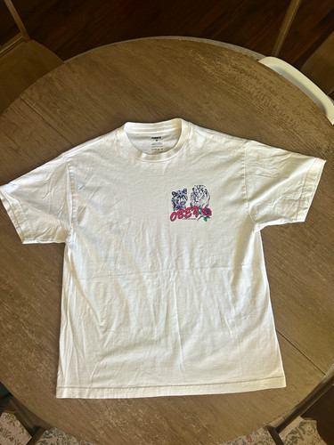 OBEY Unite To Fight White Animal Graphic Crew Neck Tee Men's M Cotton Jersey