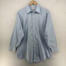 BROOKS BROTHERS Shirt Mens 16 32 Dress Oxford Button Up Non Iron Cotton Blue