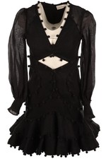 ZIMMERMANN BLACK LINEN MINI DRESS UK 8