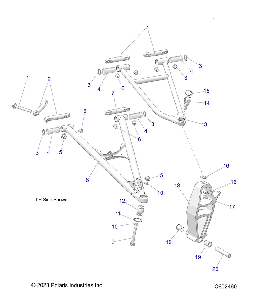 Polaris Right Side, Lower Control Arm, Medium Gloss Black Foto 3 de 3