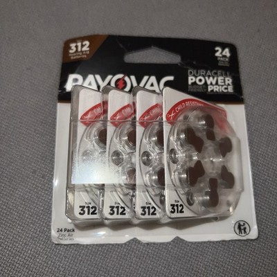 Rayovac Hearing Aid Batteries Size 312 -24 Count. Expiration Date 05/2028
