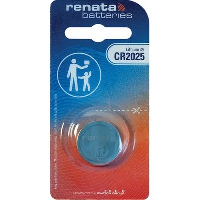 5 Renata CR2025 Lithium Batteries in secure Childproof  cards-EXP2032