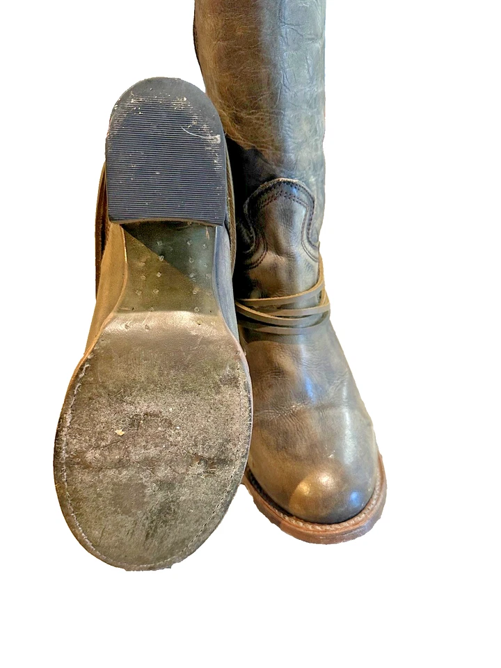 FREEBIRD уголь искусственно состаренная оливковая кожа назад шнурует вверх высокие ботинки США 10 - Изображение 4 из 4