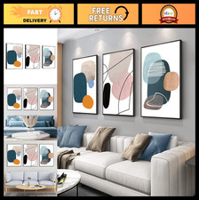 Framed 3-Piece Abstract Canvas Wall Art Set - Colorful Block Design, 20"x28