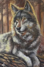 Original Oil Wolf Painting Wildlife Art Animal Portrait Canvas Nature Wall Decor