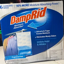  Fragrance Free Hanging Moisture Absorber, 15.4 oz., 6 Pack - Eliminates Musty 