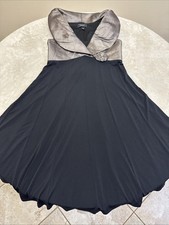 DRESSBARN Woman Black Gold STRETCH Fit & Flare Dress Size 8