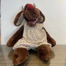 Vintage 1981 Ganz Bros 16 Wrinkles The Dog Hand Puppet Plush Dress Bows Tag