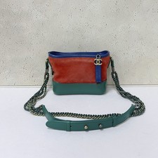 Chanel Gabrielle Small Red Green Blue Tri-color Suede Leather Crossbody Bag