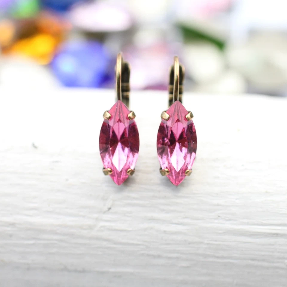 Ohrringe mit Swarovski Kristall Stein in Navette Swarovski Ohrhänger - Bild 4 von 4