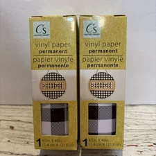 2 Rolls Black/White Check Buffalo Crafters Square Vinyl Paper Roll 4.5”x48” NEW