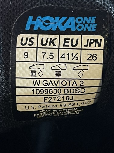 Hoka One One Gaviota 2 Womens 9 Road Running Shoes Triple Black - Picture 9 of 9