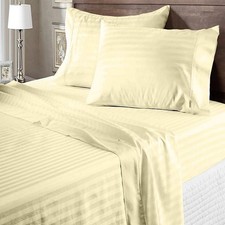 Soft Bedding 1000 - 1200 Thread Count 100 Cotton Ivory Stripe Select Item