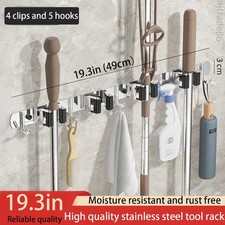 Broom Holder Wall Mount Mop and Broom Hanger Wall Mounted Garage Storage Rack