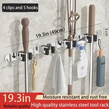 Broom Holder Wall Mount Mop and Broom Hanger Wall Mounted Garage Storage Rack