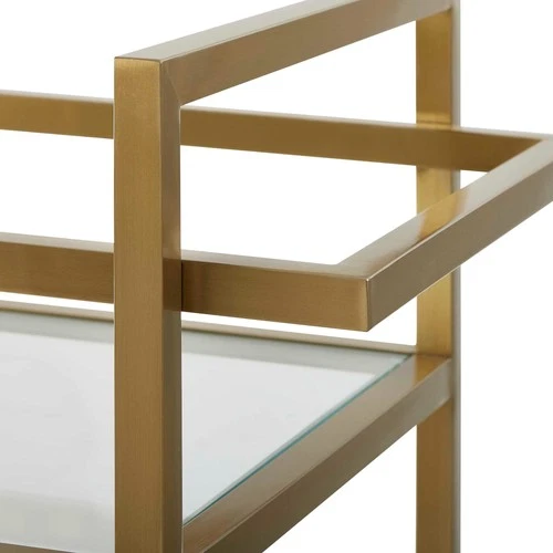 Uttermost 50205 Erena 32"W Stainless Steel and Tempered Glass Bar - Brass - Picture 2 of 4